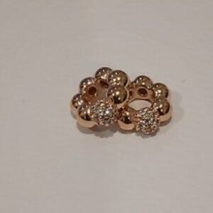 2 Pandora *Retired* Rose Polished and Pave Spacers with Clear Zirconia 788310CZ